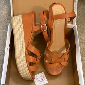 BAMBOO Tan Wedge Sandals
